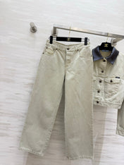 PRADA 26S DENIM JACKET AND WIDE-LEG JEANS SET 1236