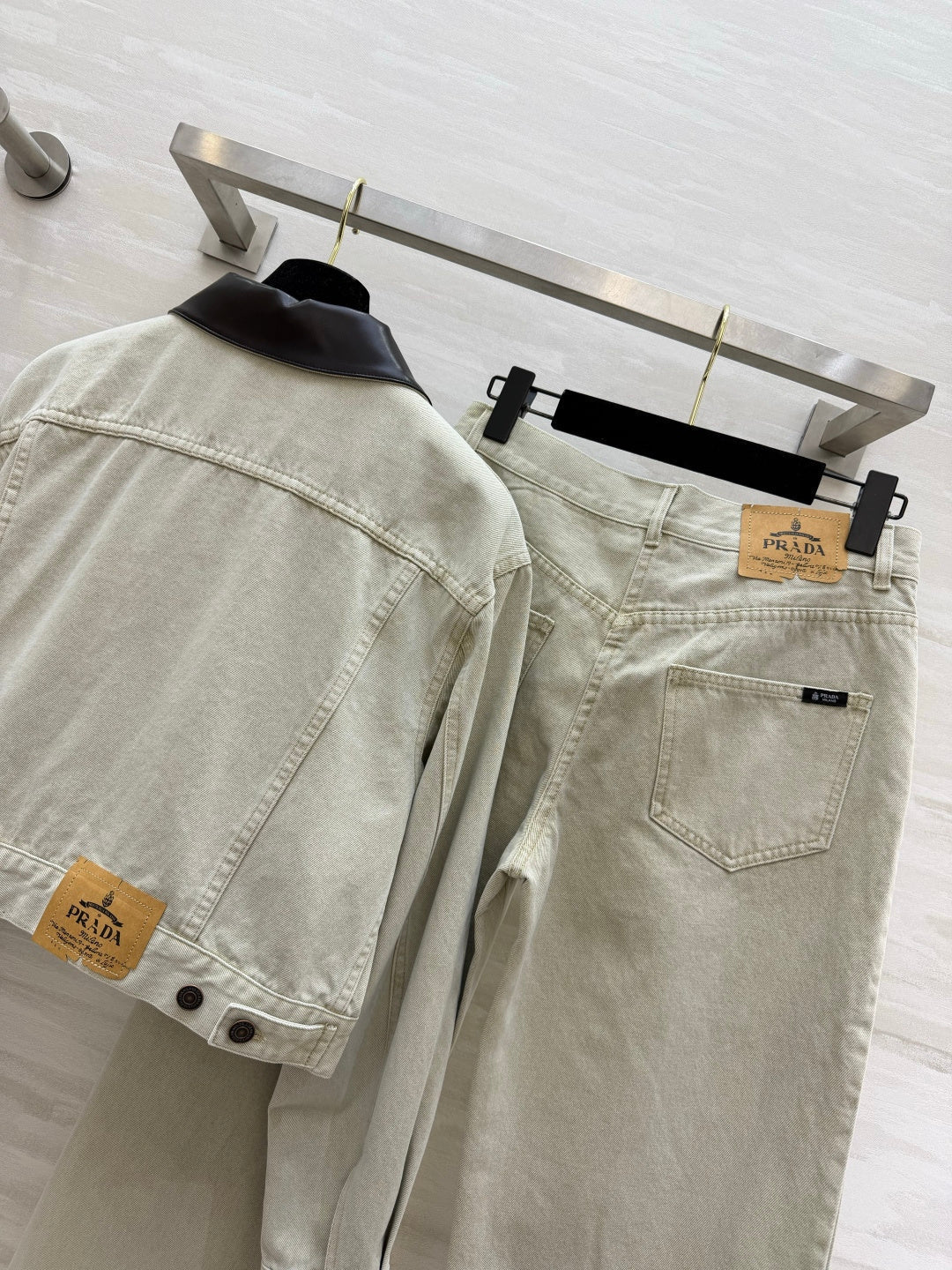 PRADA 26S DENIM JACKET AND WIDE-LEG JEANS SET 1236