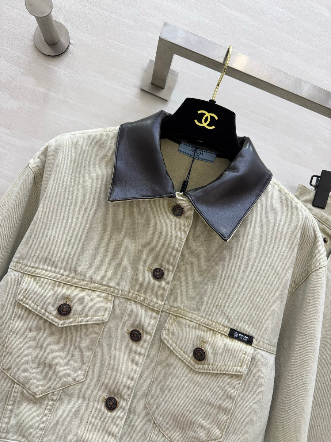 PRADA 26S DENIM JACKET AND WIDE-LEG JEANS SET 1236