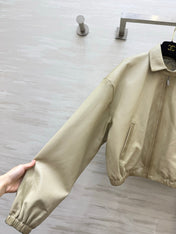 PRADA 26S CROPPED LEATHER ZIP-UP JACKET 1227