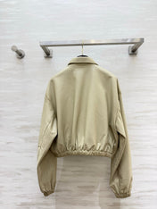 PRADA 26S CROPPED LEATHER ZIP-UP JACKET 1227