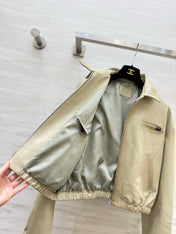 PRADA 26S CROPPED LEATHER ZIP-UP JACKET 1227