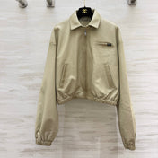 PRADA 26S CROPPED LEATHER ZIP-UP JACKET 1227