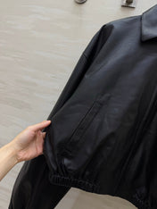 PRADA 26S CROPPED LEATHER ZIP-UP JACKET 1226