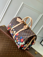 KEEPALL BANDOULIÈRE  FLORAL 45 IN BROWN MONOGRAM COATED CANVAS
