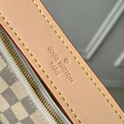 SLOUCHY PM 33 IN WHITE GREY CHECKERBOARD PATTERN DAMIER AZUR COATED CANVAS
