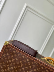 EASY POUCH ON STRAP 19 IN DARK BROWN MONOGRAM EMBOSSED LOGO CALFSKIN