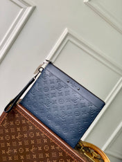 POCHETTE TOGO 30 IN DARK BLUE MONOGRAM ECLIPSE CALFSKIN EMBOSSED LOGO