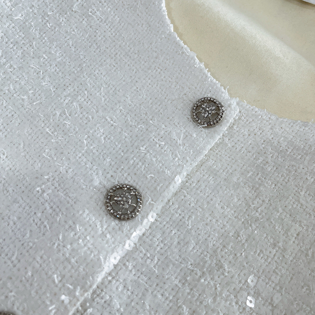 SEQUIN EMBELLISHED BLAZER IN WHITE 265872