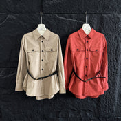 YSL LONG BELTED SHIRT IN COTTON 265868