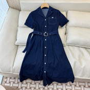CELINE 26S LONG SHORT SLEEVE DENIM DRESS 367