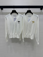 DIOR LONG-SLEEVE KNIT SWEATER WITH EMBROIDERED LOGO