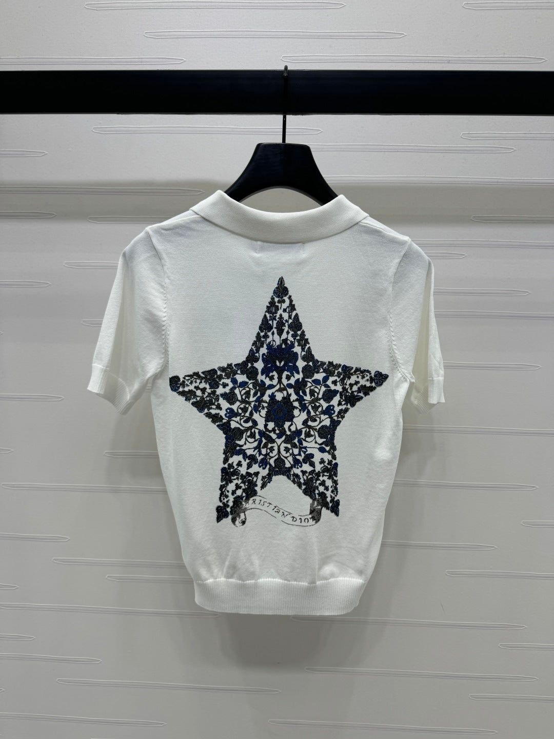 DIOR EMBROIDERED LOGO KNIT POLO SHIRT