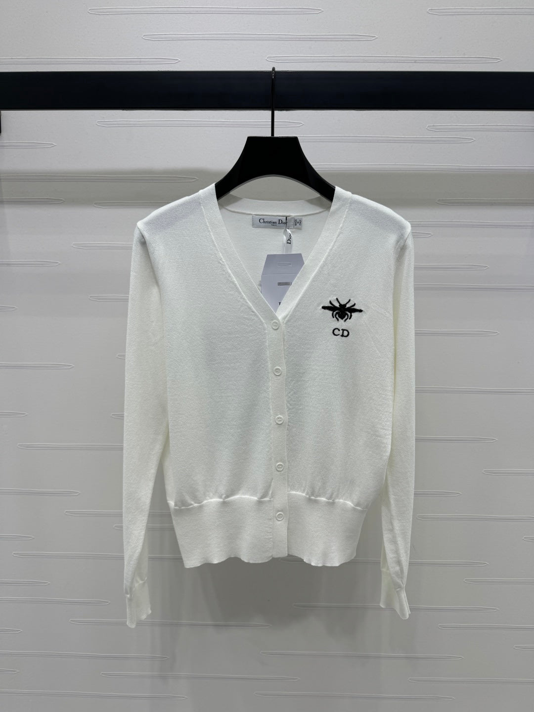 DIOR LONG-SLEEVE KNIT SWEATER WITH EMBROIDERED LOGO