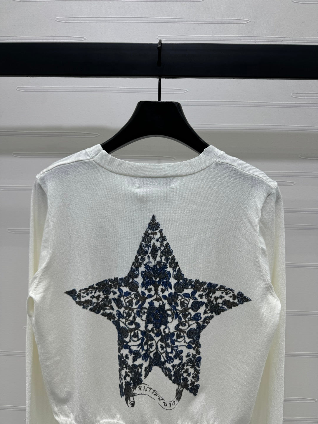 DIOR LONG-SLEEVE KNIT SWEATER WITH EMBROIDERED LOGO
