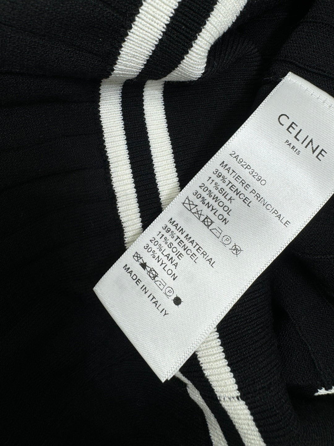 CELINE SHORT-SLEEVE KNIT TOP BLACK 274820