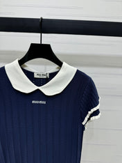 MIUMIU SHORT-SLEEVE PETER PAN COLLAR TOP 274827