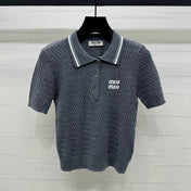 MIUMIU KNITTED POLO SHIRT WHITE 274839