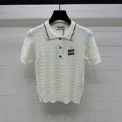 MIUMIU KNITTED POLO SHIRT WHITE 274837