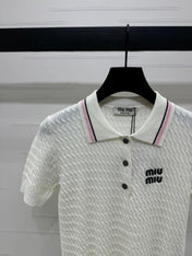 MIUMIU KNITTED POLO SHIRT WHITE 274837