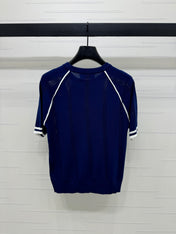 MIU 25S RAGLAN CREW NECK STRIPED KNIT SWEATER 264106