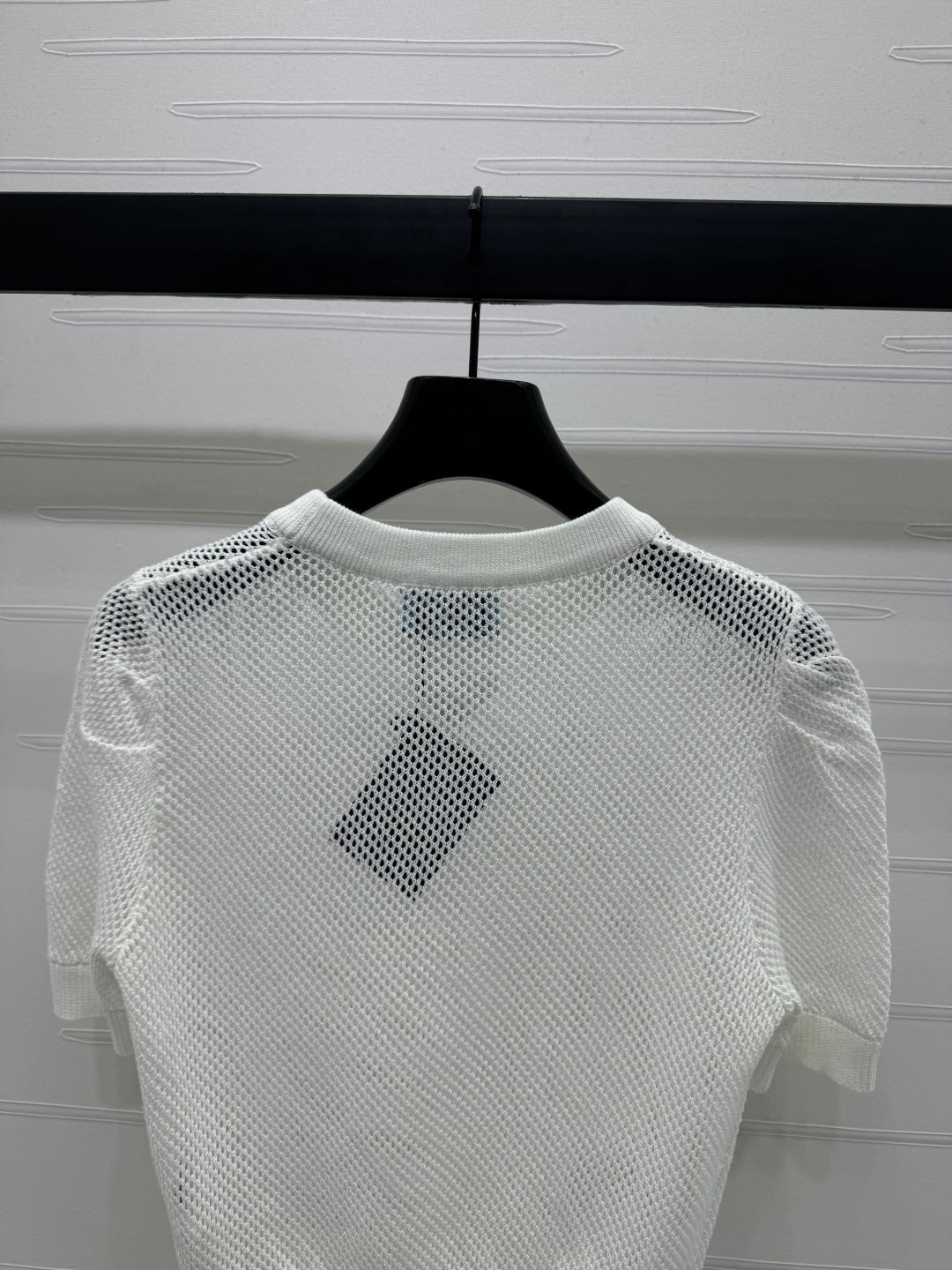 PRAD 25S HOLLOW KNIT SHORT SLEEVE TOP 264134