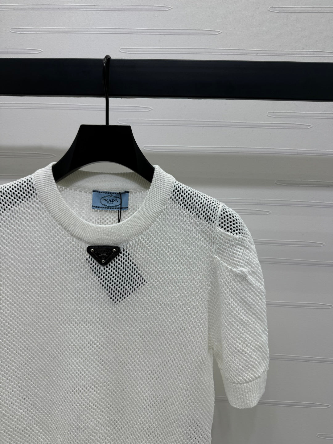 PRAD 25S HOLLOW KNIT SHORT SLEEVE TOP 264134