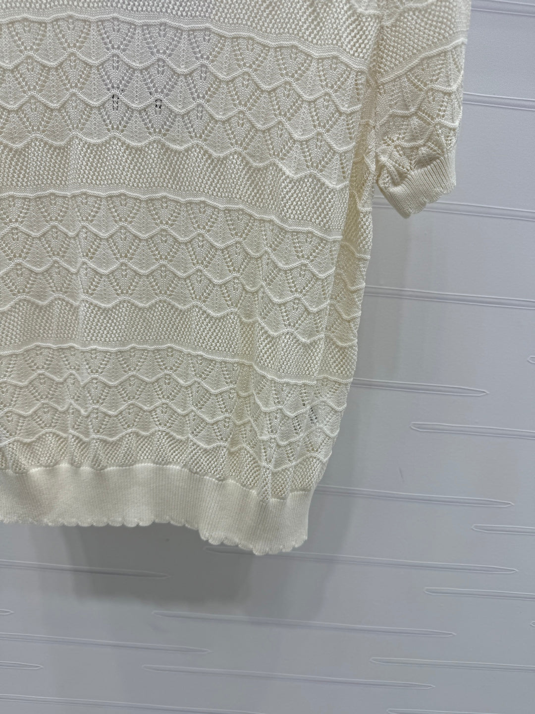 CHANEL 25S HOLLOW KNIT SHORT SLEEVE TOP 264150