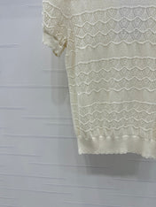 CHANEL 25S HOLLOW KNIT SHORT SLEEVE TOP 264150