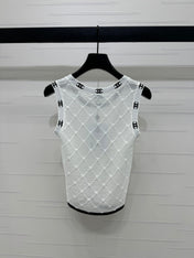 CHANEL 25S DIAMOND HOLLOW KNIT VEST 264033