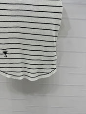DIOR 25S SHORT SLEEVE STRIPED V-NECK SWEATER 264078