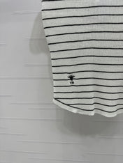 DIOR 25S SHORT SLEEVE STRIPED V-NECK SWEATER 264078