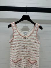 CHANEL 25S ROUND NECK KNIT DRESS WITH PEARL TAG 264026