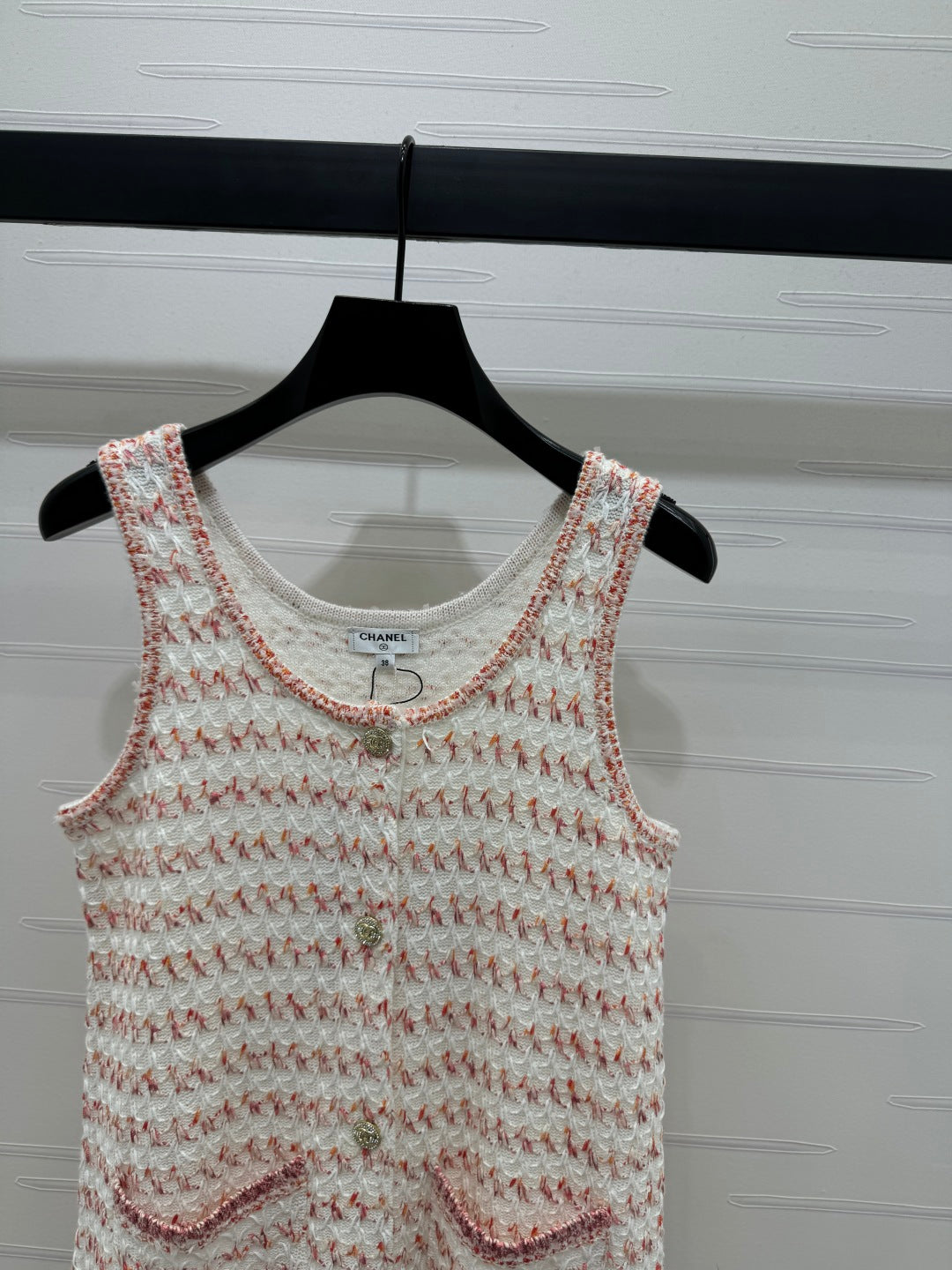 CHANEL 25S ROUND NECK KNIT DRESS WITH PEARL TAG 264026