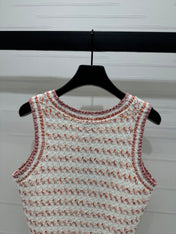 CHANEL 25S ROUND NECK KNITTED VEST WITH PEARL TAG 264029