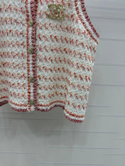 CHANEL 25S ROUND NECK KNITTED VEST WITH PEARL TAG 264029
