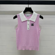 CHANEL 25S DOUBLE C LOGO KNIT COLLAR VEST 264071