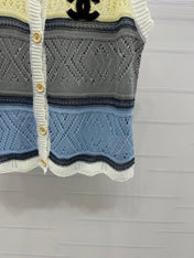 CHANEL EMBROIDERED LOGO OPEN-KNIT VEST 274869