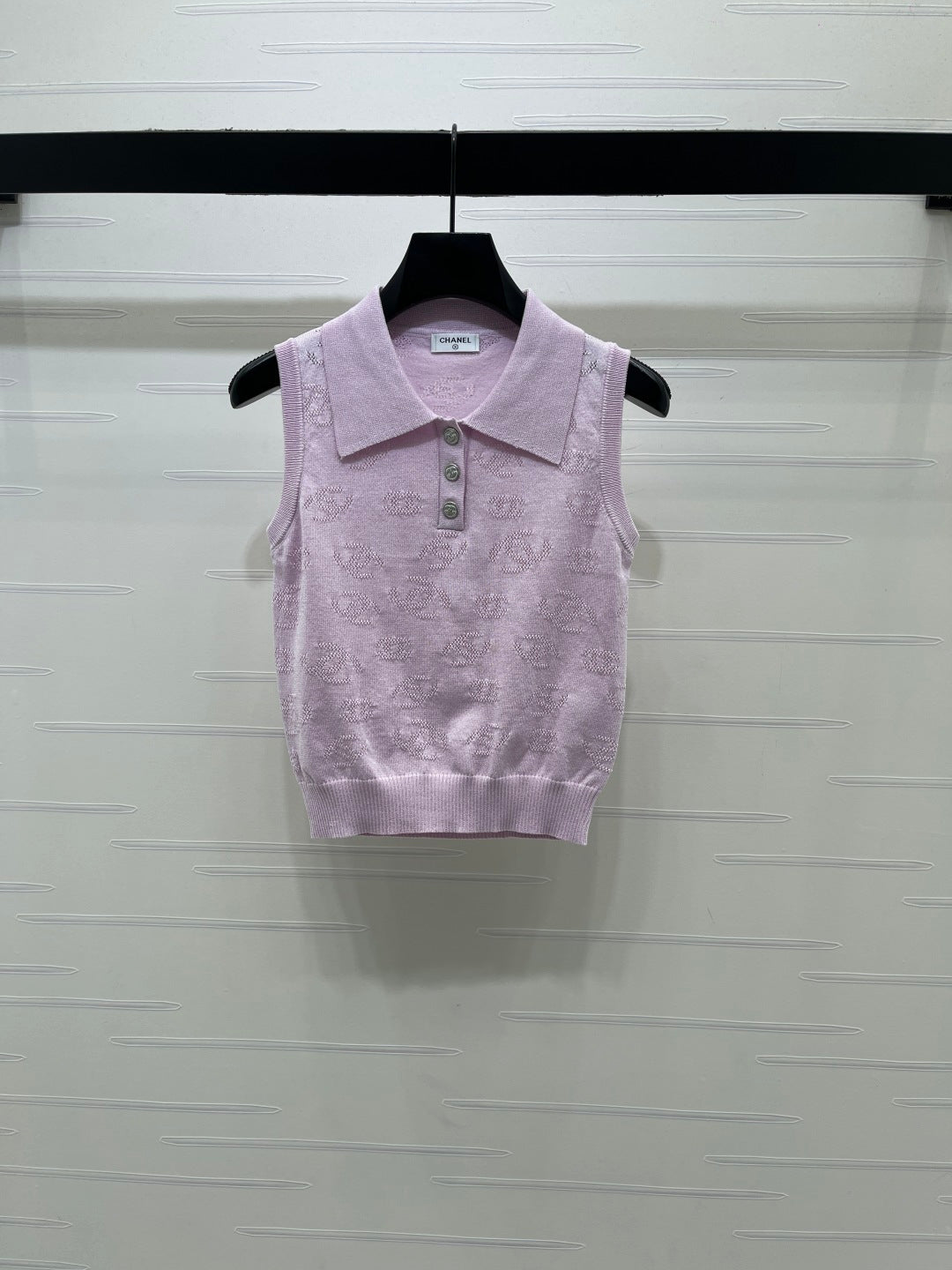 CHANEL 26S SLEEVELESS KNIT POLO TOP 1339