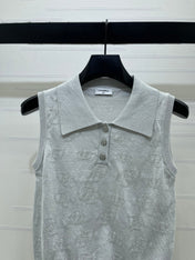 CHANEL 26S SLEEVELESS KNIT POLO TOP 1337