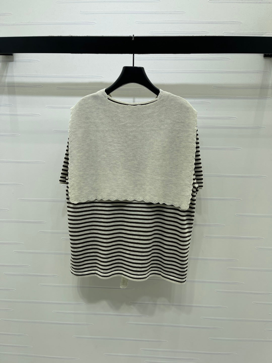 CHANEL 26S STRIPED KNIT TOP WITH SHOULDER TIE 1326