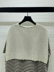 CHANEL 26S STRIPED KNIT TOP WITH SHOULDER TIE 1326