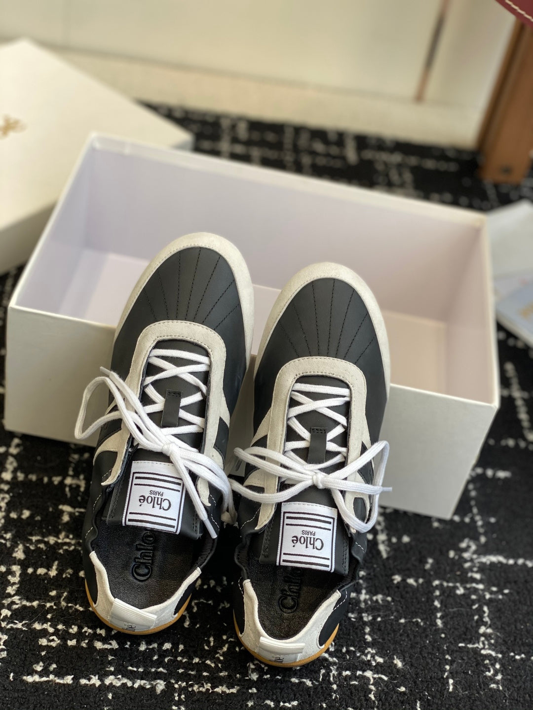 CHLOE 26S SNEAKERS IN BLACK FABRIC AND LEATHER