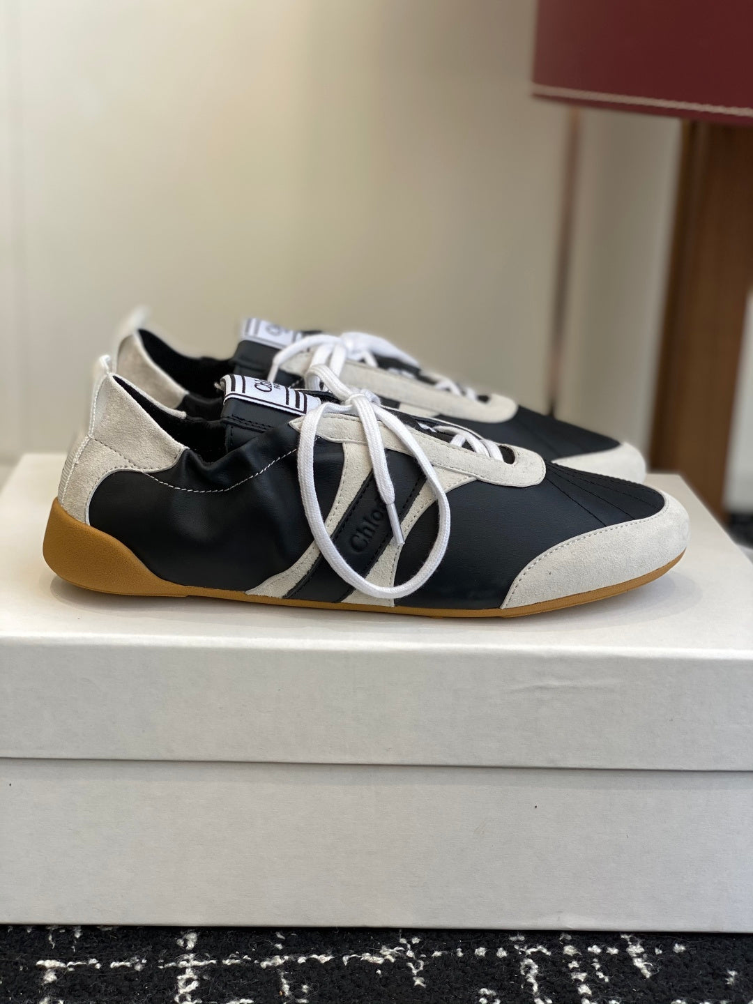 CHLOE 26S SNEAKERS IN BLACK FABRIC AND LEATHER