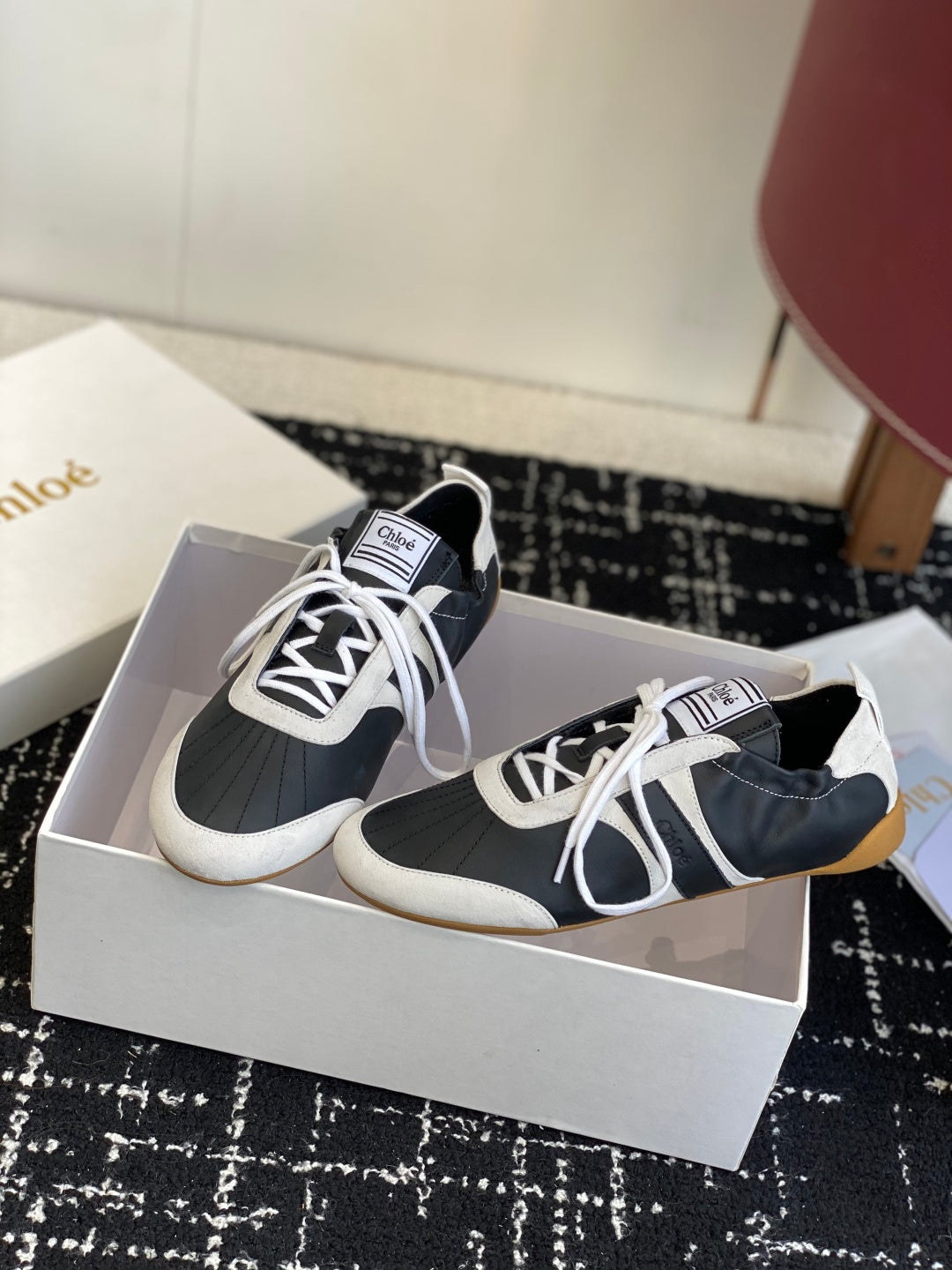 CHLOE 26S SNEAKERS IN BLACK FABRIC AND LEATHER