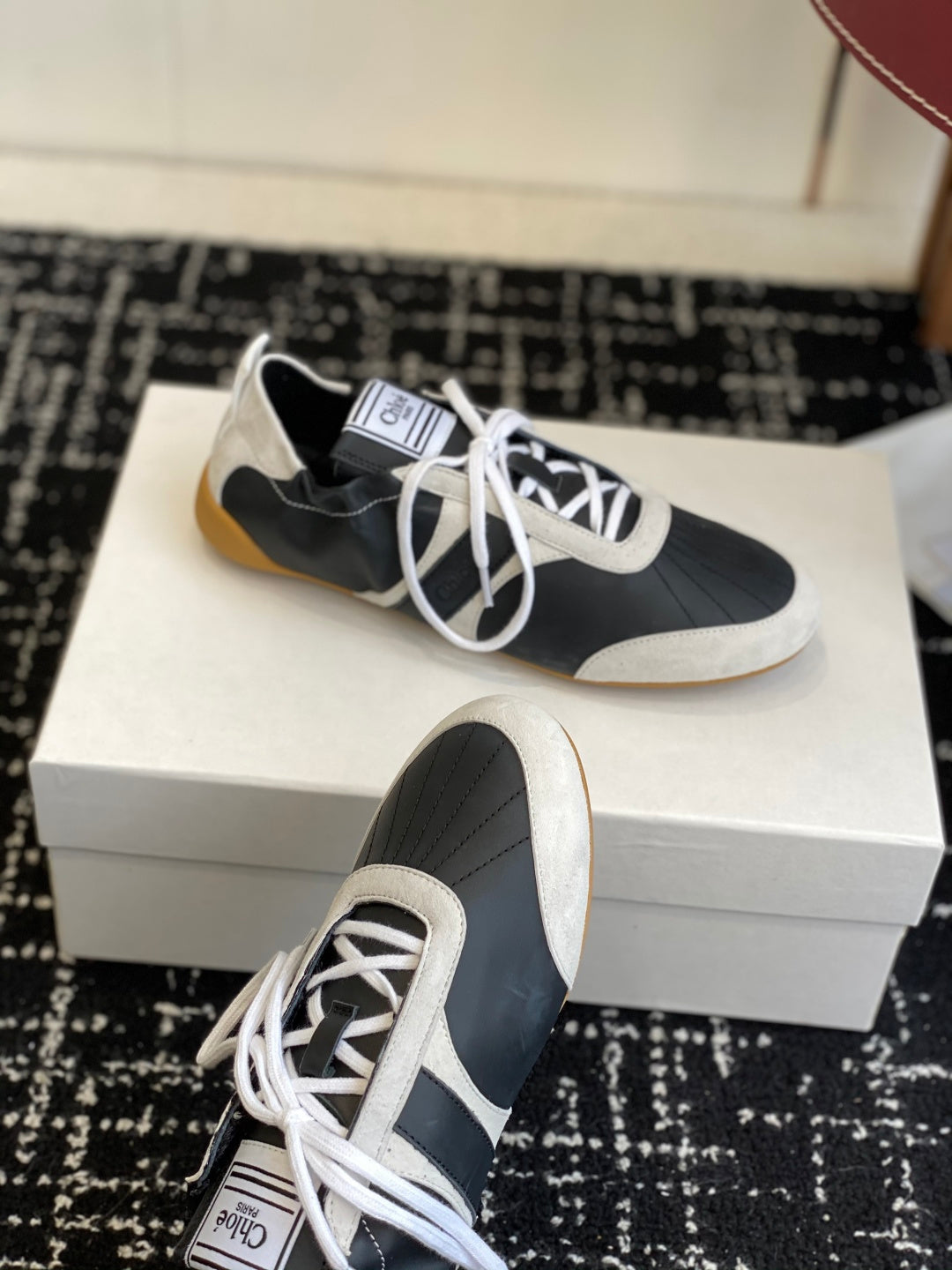 CHLOE 26S SNEAKERS IN BLACK FABRIC AND LEATHER