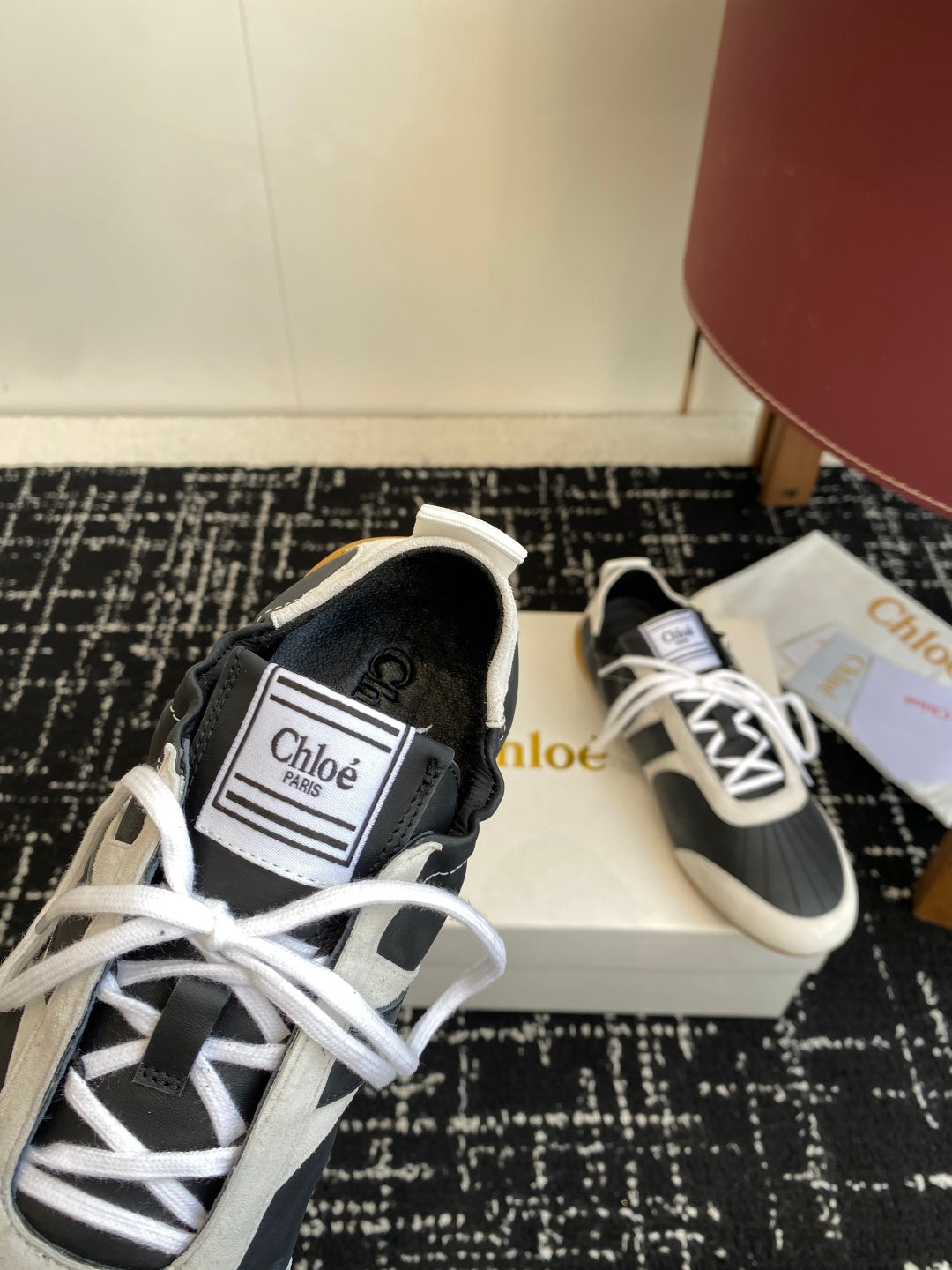 CHLOE 26S SNEAKERS IN BLACK FABRIC AND LEATHER