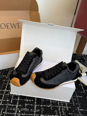 LOEWE 26S FLOW RUNNER SNEAKER IN BLACK SUEDE AND LAMBSKIN