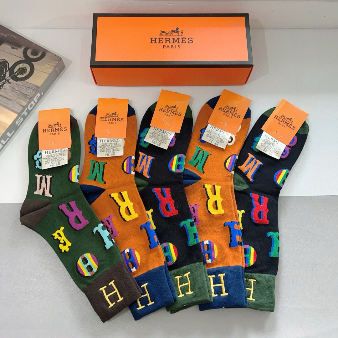 HERMES 26S CREW SOCKS 567935 (1 BOX)
