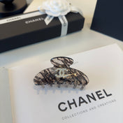 CHANEL 26S HAIR CLIP IN BLACK AND BROWN LACE 503141